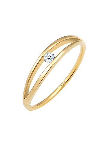 DIAMORE Ring Damen Verlobung Schlicht mit Diamant (0.06 ct.) aus 585 Gelbgold von DIAMORE