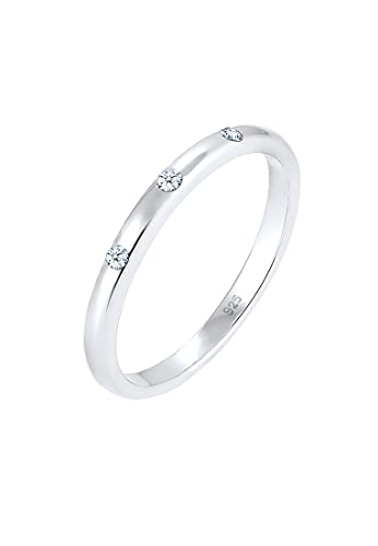 Elli DIAMONDS Ring Women Band Ring with Diamond (0.045 ct) in 925 Sterling Silver von DIAMORE