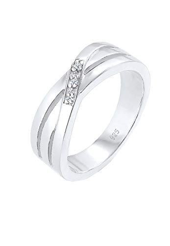 DIAMORE Ring Damen Cross Over Verlobung mit Diamant (0.03 ct.) in 925 Sterling Silber von DIAMORE