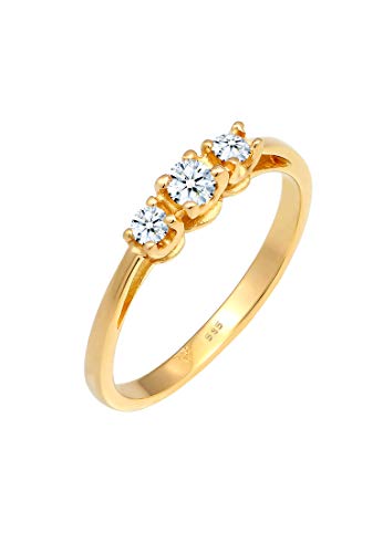 Elli DIAMONDS Ring Damen Verlobung Edel Trio mit Diamant (0.22 ct.) in 585 Gelbgold von DIAMORE