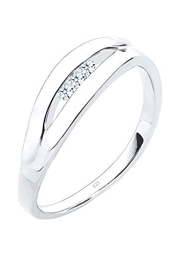 Elli DIAMONDS Ring Damen Klassisch Trio Diamant (0.09 ct.) in 925 Sterling Silber von DIAMORE