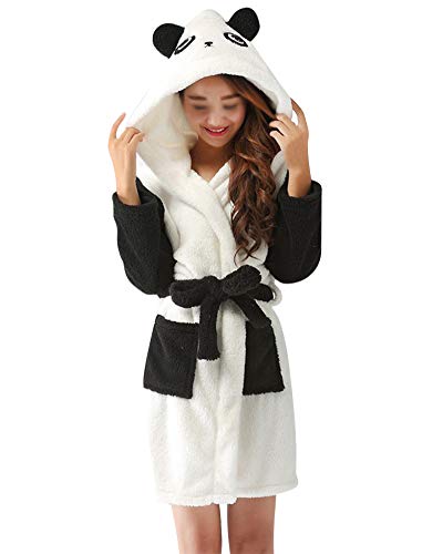 DianShaoA Bademantel Für Damen Herren Mit Kapuze Frottee Mantel Zwei-Farbig Morgenmantel Weich Bath-Robe Tierpyjamas Panda M von DianShaoA