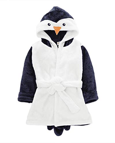 Mädchen Jugend Karikatur Bademantel Mit Kapuze Tier Weihnachten Warm Schlafanzüge Morgenmantel Pinguin 130 von DianShaoA