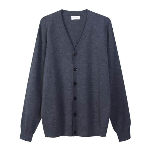 Diana Studio Herren Basic Merinowolle Cardigan Sweater, Grau, XL von Diana Studio