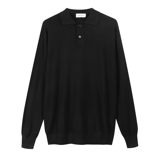 Diana Studio Herren Basic Merinowolle Polo Sweater, Schwarz, XXL von Diana Studio