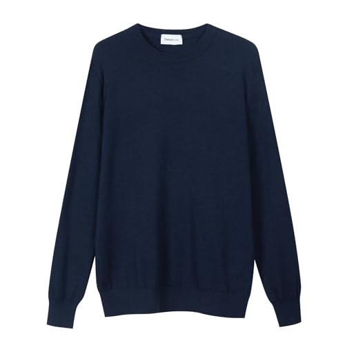 Diana Studio Herren Basic Rundhalsausschnitt Merinowolle Sweater, Blau, XXL von Diana Studio