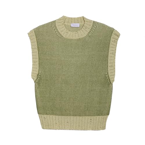 Diana Studio Men's Gilet Bicolor in Maglia Sweater Vest, Dunkelgrün und Creme, L von Diana Studio