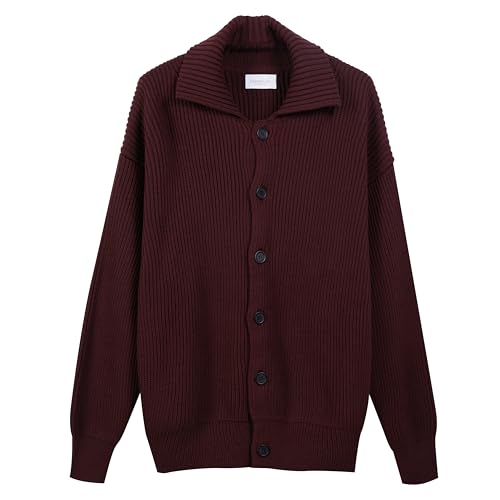 Diana Studio Men's Geknöpfte Jacke aus Merinowolle Sweater, Bordeaux, Medium von Diana Studio