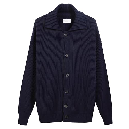 Diana Studio Men's Geknöpfte Jacke aus Merinowolle Sweater, blau, Large von Diana Studio