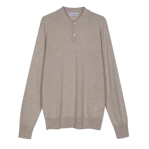 Diana Studio Men's Langarm-Poloshirt aus 100% Merinowolle Polo Sweater, Helles Beige, Small Diana Studio Men's Langarm-Poloshirt aus 100% Merinowolle Polo Sweater, Helles Beige, Small von Diana Studio