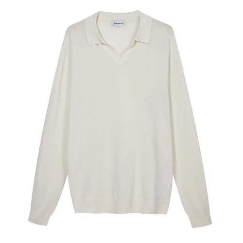 Diana Studio Men's Maniche Lunghe in Cotone Fresco Senza Bottoni Polo Sweater, Beige, M Diana Studio Men's Maniche Lunghe in Cotone Fresco Senza Bottoni Polo Sweater, Beige, M von Diana Studio