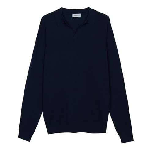 Diana Studio Men's Maniche Lunghe in Cotone Fresco Senza Bottoni Polo Sweater, Marineblau, M von Diana Studio