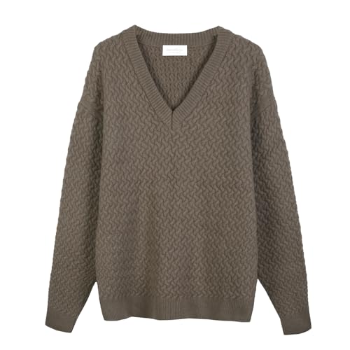 Diana Studio Men's Zopfpullover mit V-Ausschnitt Sweater, Taupe, S-XXL von Diana Studio