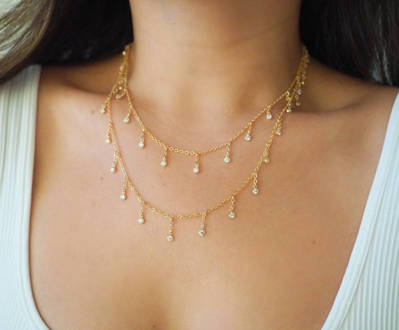14K Gold Filled Dripping Cz Shaker Multiway Halskette, Bauchkette, Armband | Version 2.0 von DianaHoDesigns