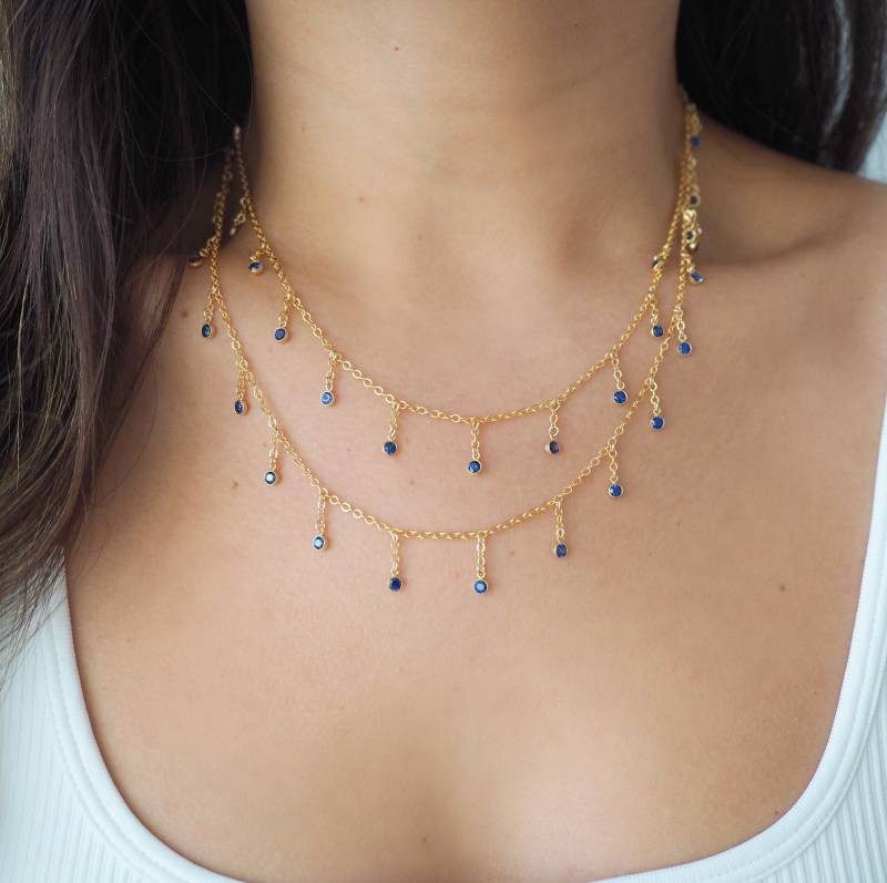 14K Gold Filled Tropfende Sapphire Cz Shaker Multiway Halskette, Bauchkette, Armband | Version 2.0 von DianaHoDesigns