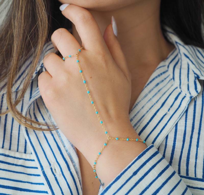 14K Gold Gefüllte Türkis Perlen Kette Handstück von DianaHoDesigns
