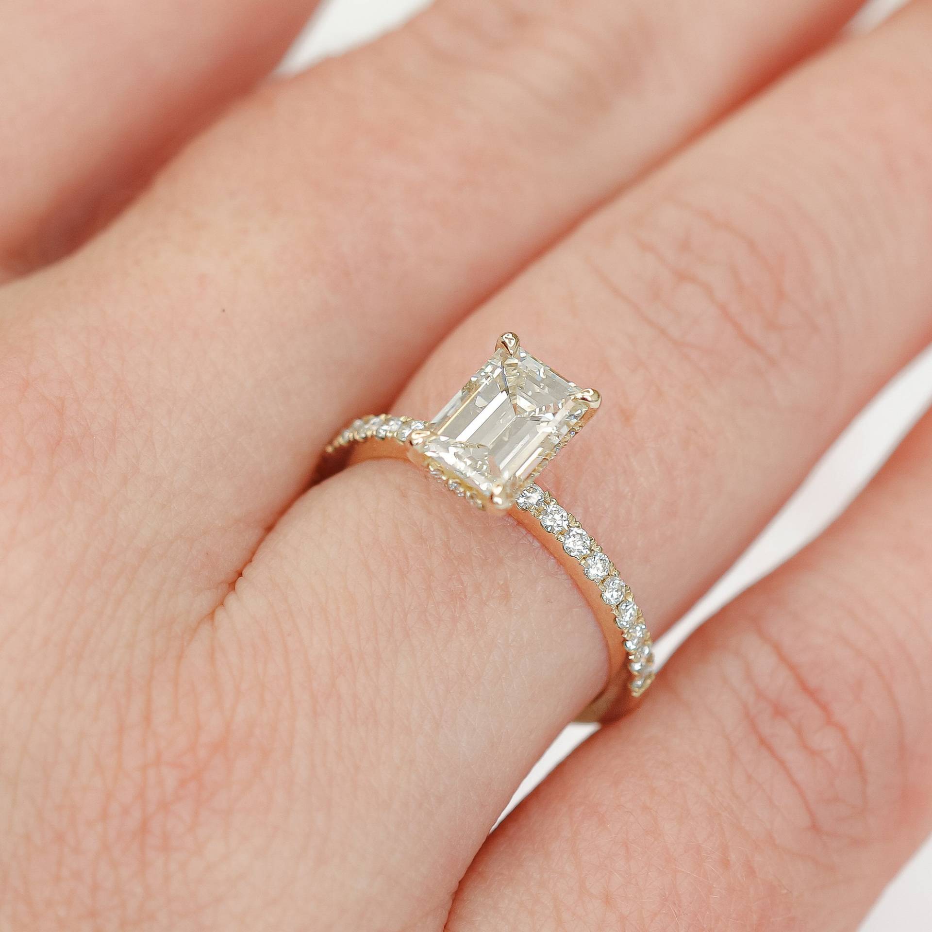 1 Karat Smaragd Diamant Verlobungsring, 14K Weißgold Ring, Solitär Vorschlag Ring von DianaRafaelJewelry