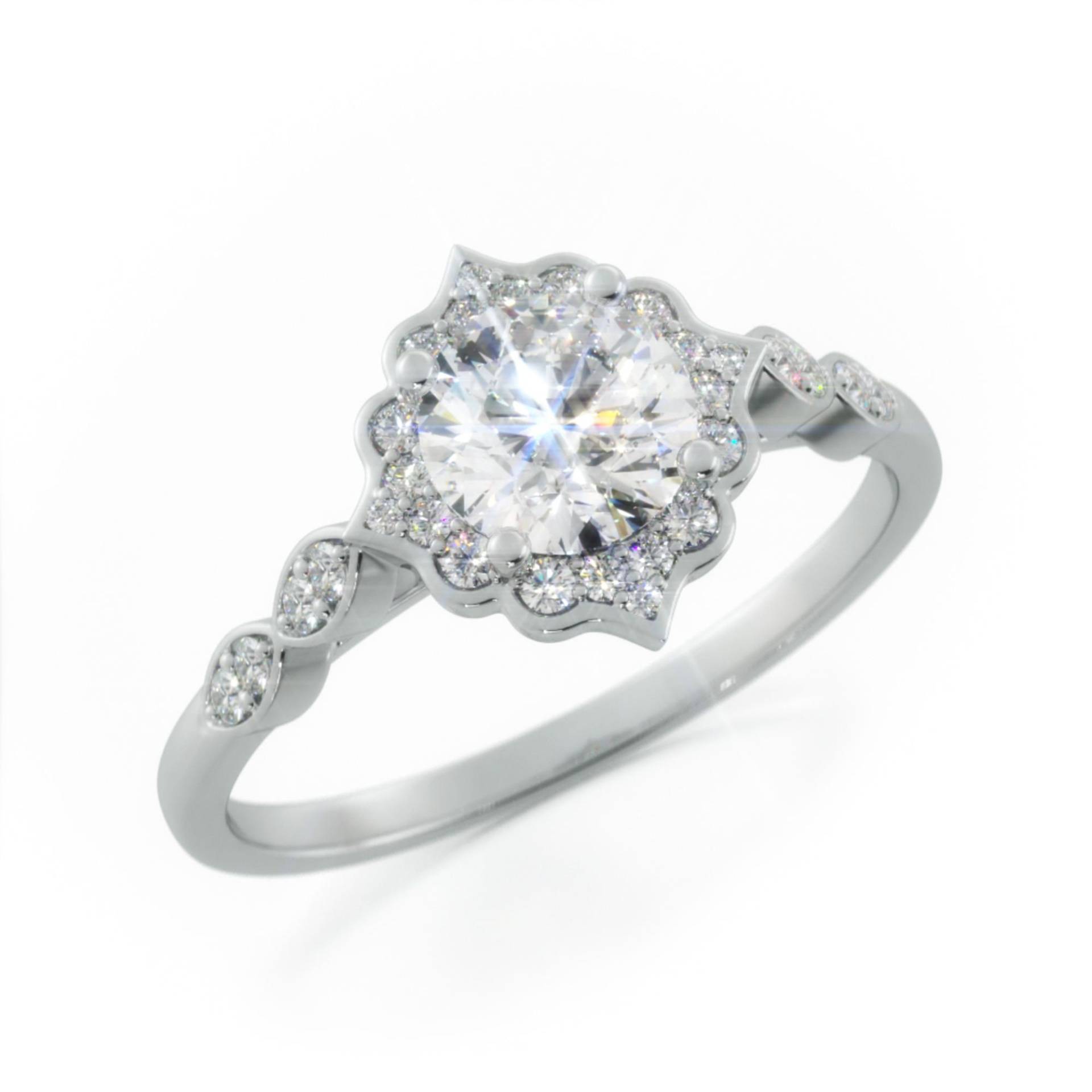 14K Diamant Verlobungsring, Vintage Style Diamantring, Naturdiamantring, Diamantring Im Rundschliff, Blumendiamantring, Einzigartige Verlobung von DianaRafaelJewelry