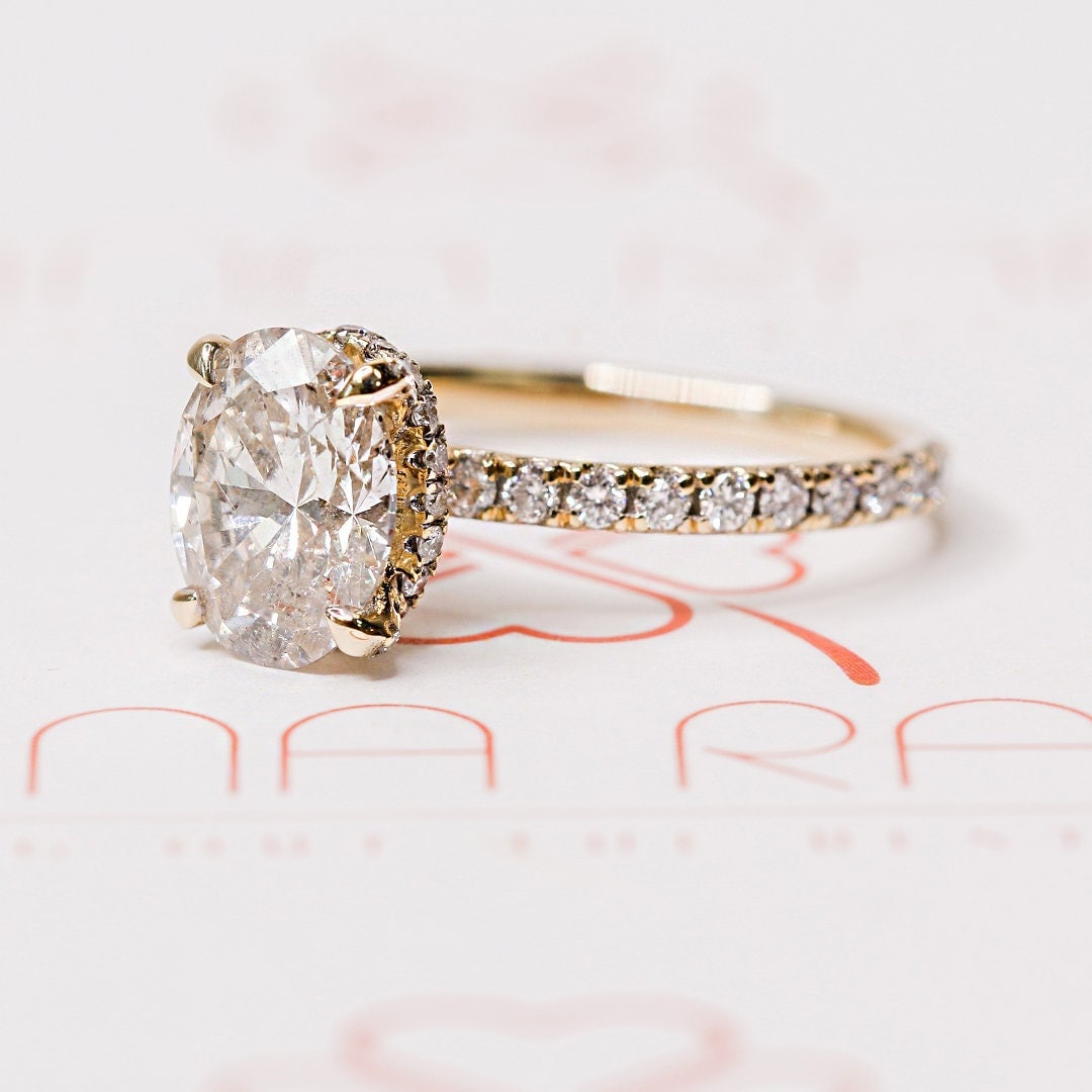 2Ct Verlobung Ovaler Diamant Ring, Luxuriöser Ovaler Halo Ring von DianaRafaelJewelry