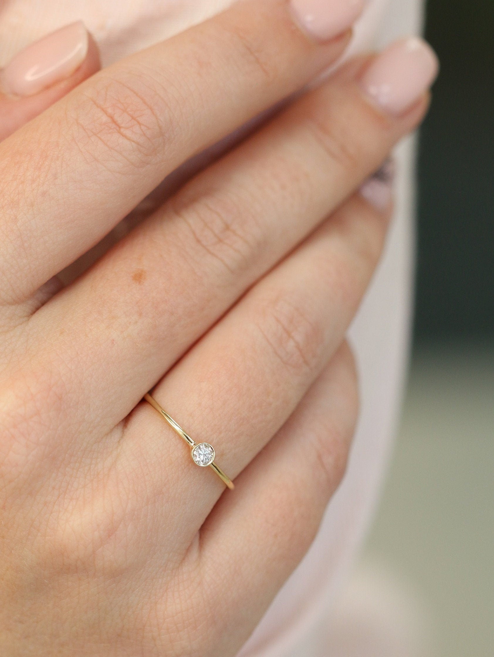 Diamant Solitär Ring, Ring Set, April Geburtsstein von DianaRafaelJewelry