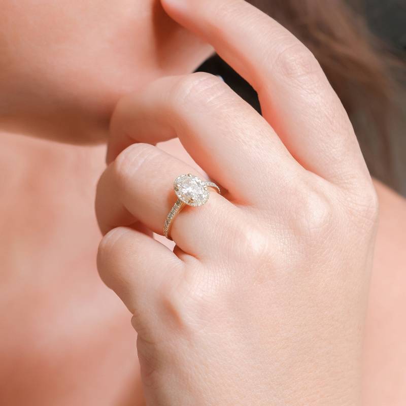 Gelbgold Halo Verlobungsring Pave Ring Fine Schmuck von DianaRafaelJewelry