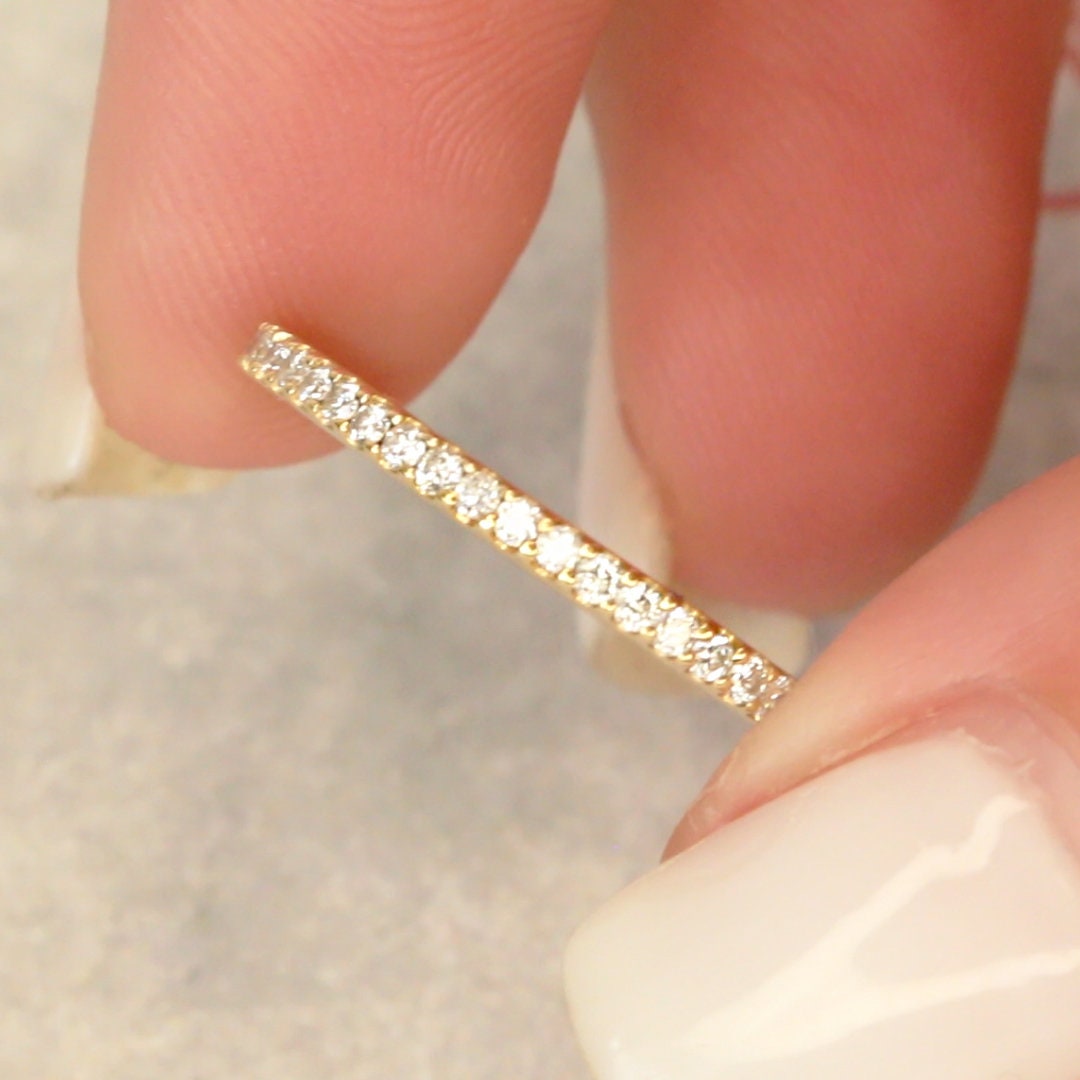 Natürlicher Diamant Eternity Band, Ring, Hochzeitsband, Stapelring, Jubiläumsring, Gelbgold Natürlicher Diamant Eternity Band, Ring, Hochzeitsband, Stapelring, Jubiläumsring, Gelbgold von DianaRafaelJewelry