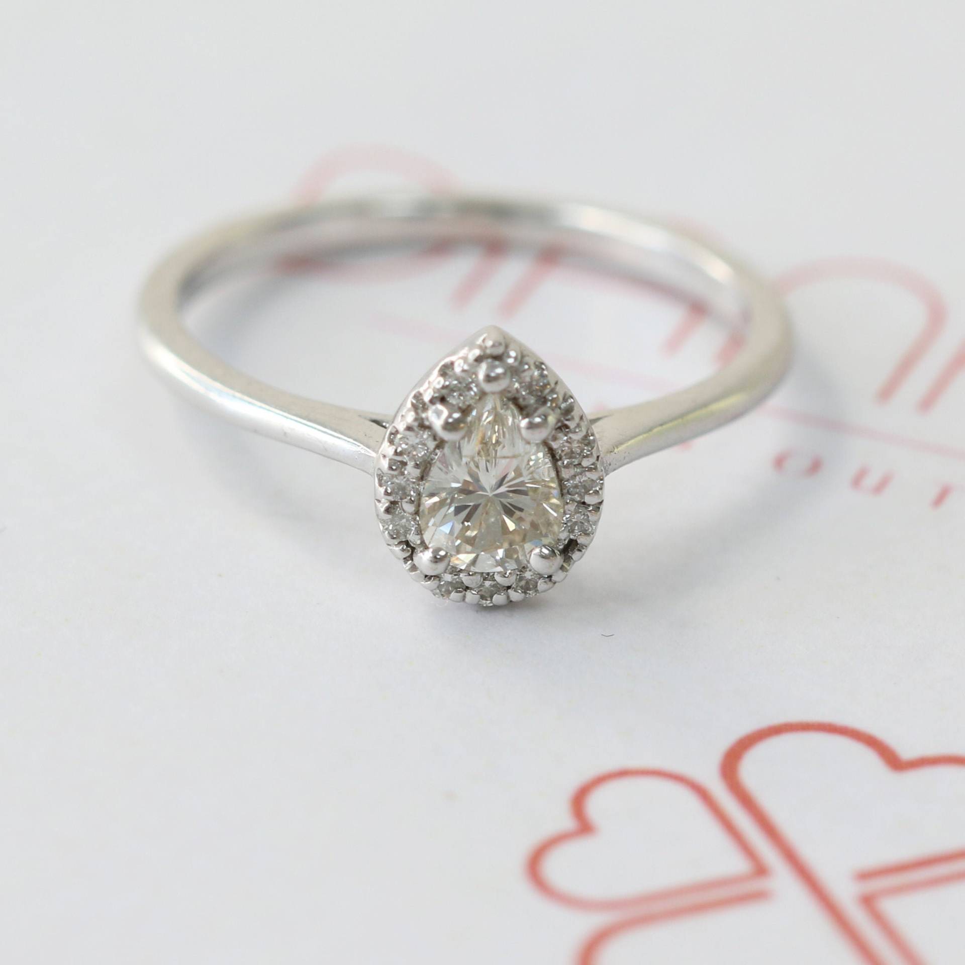 Pear Shaped Diamond Ring, Cut 14K Weißgold, Echter Diamod Verlobungsring von DianaRafaelJewelry