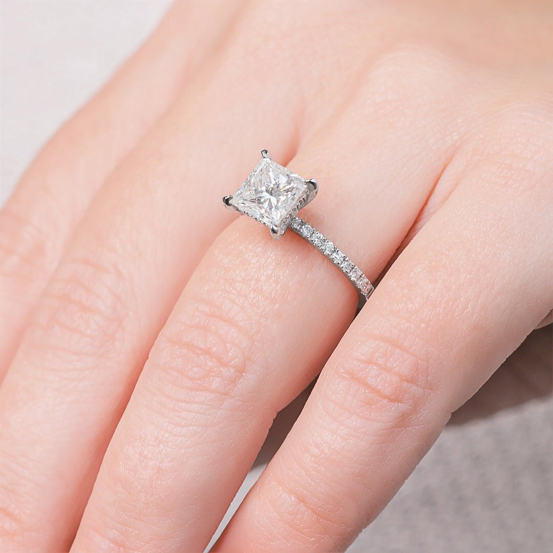 Princess Cut Diamant Verlobungsring, 2, 5 Karat, Einzigartiger Natürlicher von DianaRafaelJewelry