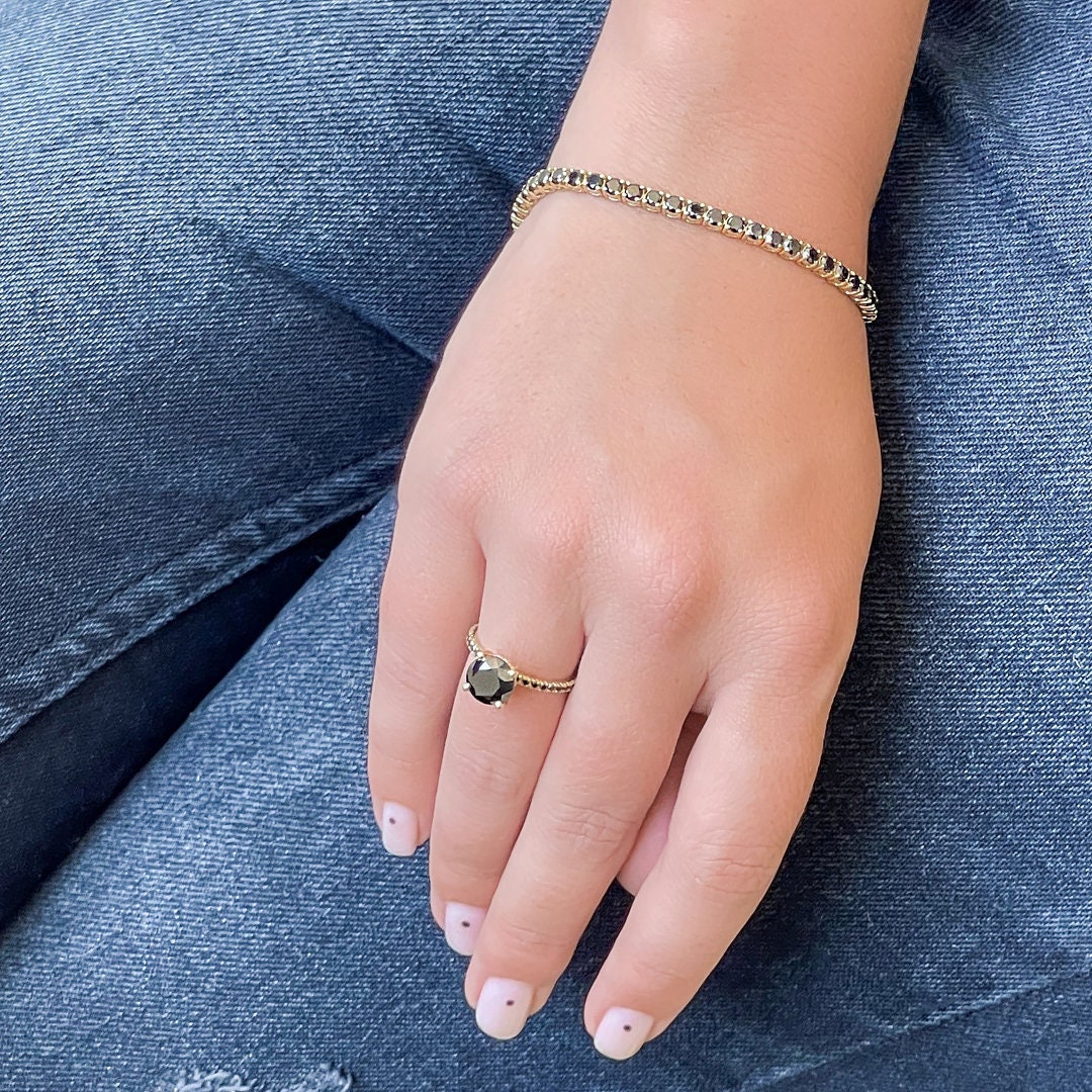 Schwarzer Diamant Tennis Armband, 6 Karat Gold Armband Für Frauen, Braut Jubiläum Geschenk, Zierliches Schwarzer Diamant Tennis Armband, 6 Karat Gold Armband Für Frauen, Braut Jubiläum Geschenk, Zierliches von DianaRafaelJewelry