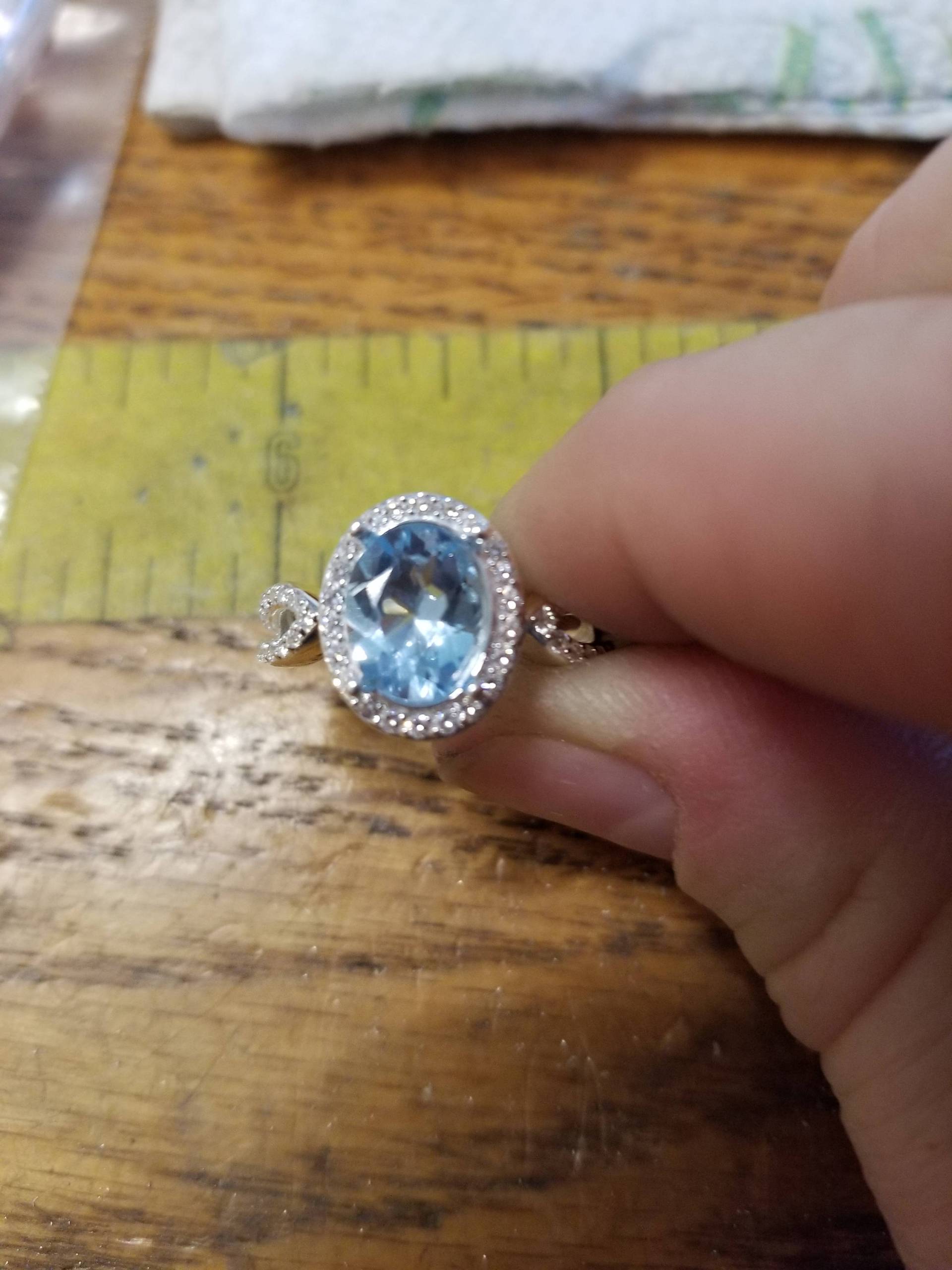 Aquamarin Halo Silberring Größe 7 von DianaReevesJewelry