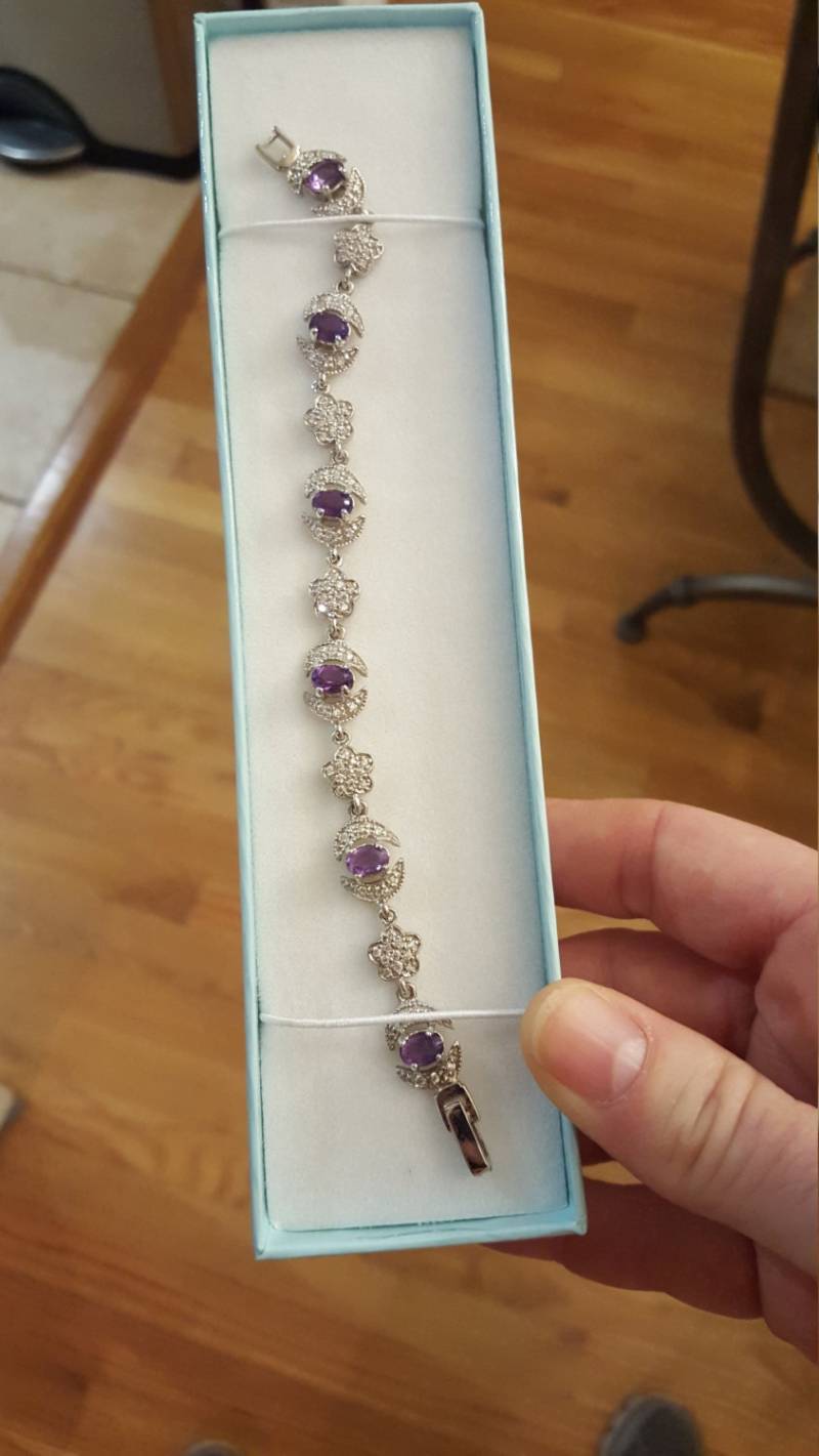 Armband Aus Lila Amethyst, Weißem Topas Und Sterling Silber von DianaReevesJewelry