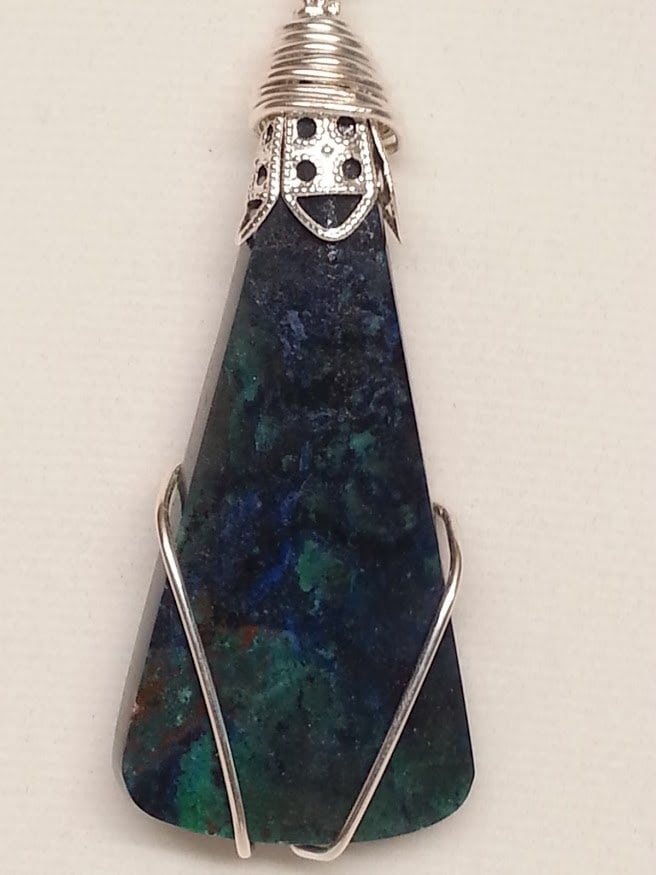 Chrysokolla Silberdraht Gewickelte Anhänger Und Kette von DianaReevesJewelry