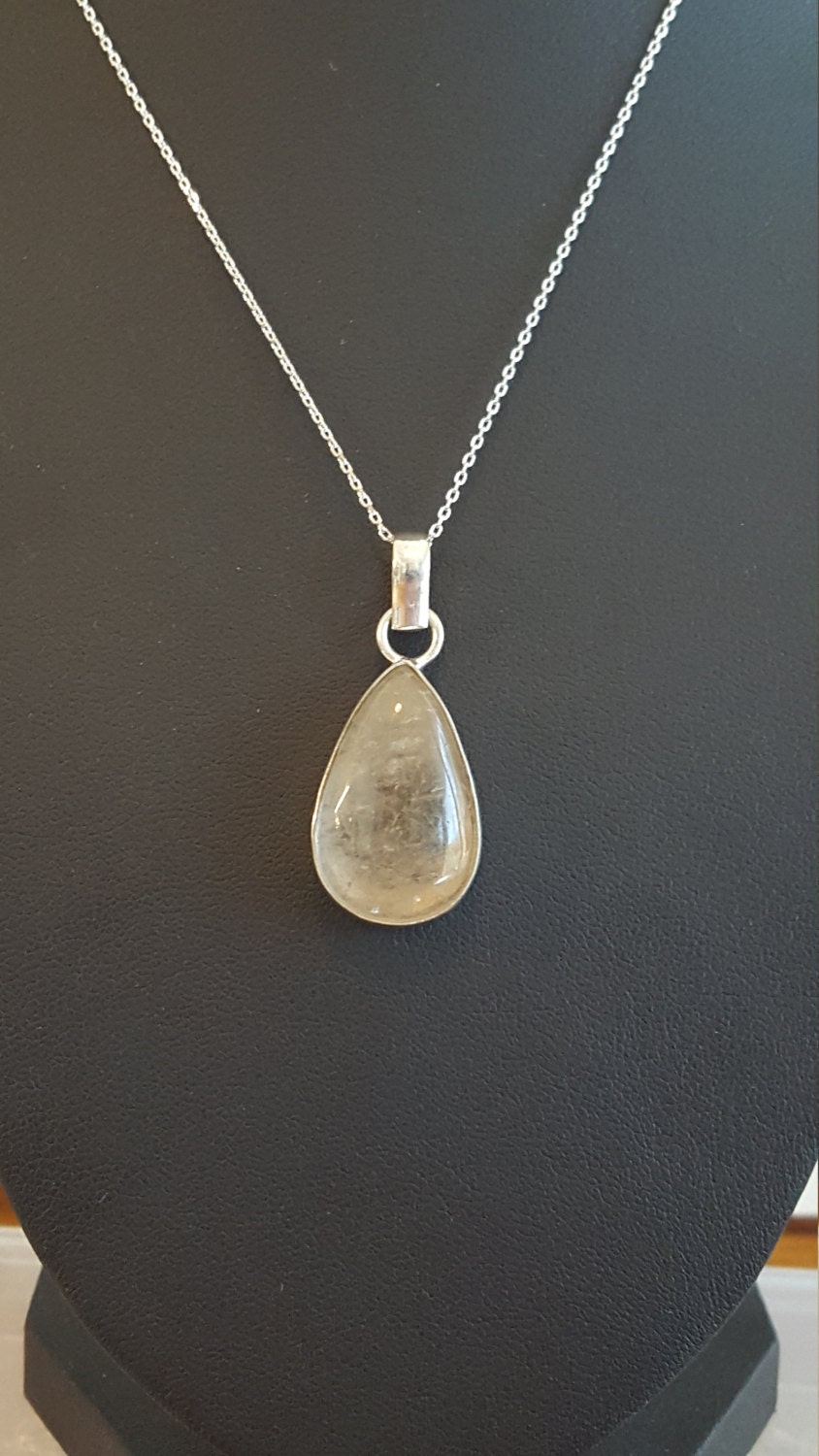 Golden Rutil Sterling Silber Teardrop Anhänger Halskette von DianaReevesJewelry