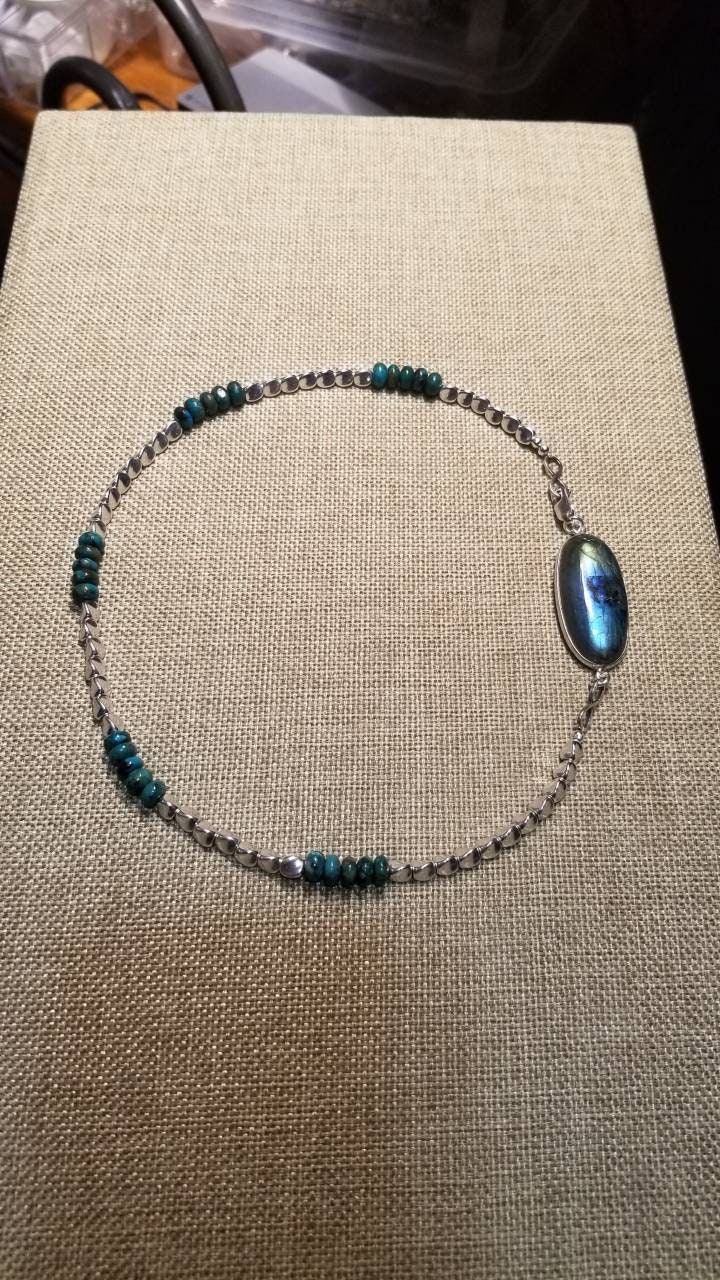 Halskette Und Armband Aus 925Er Silber Türkisperlen von DianaReevesJewelry