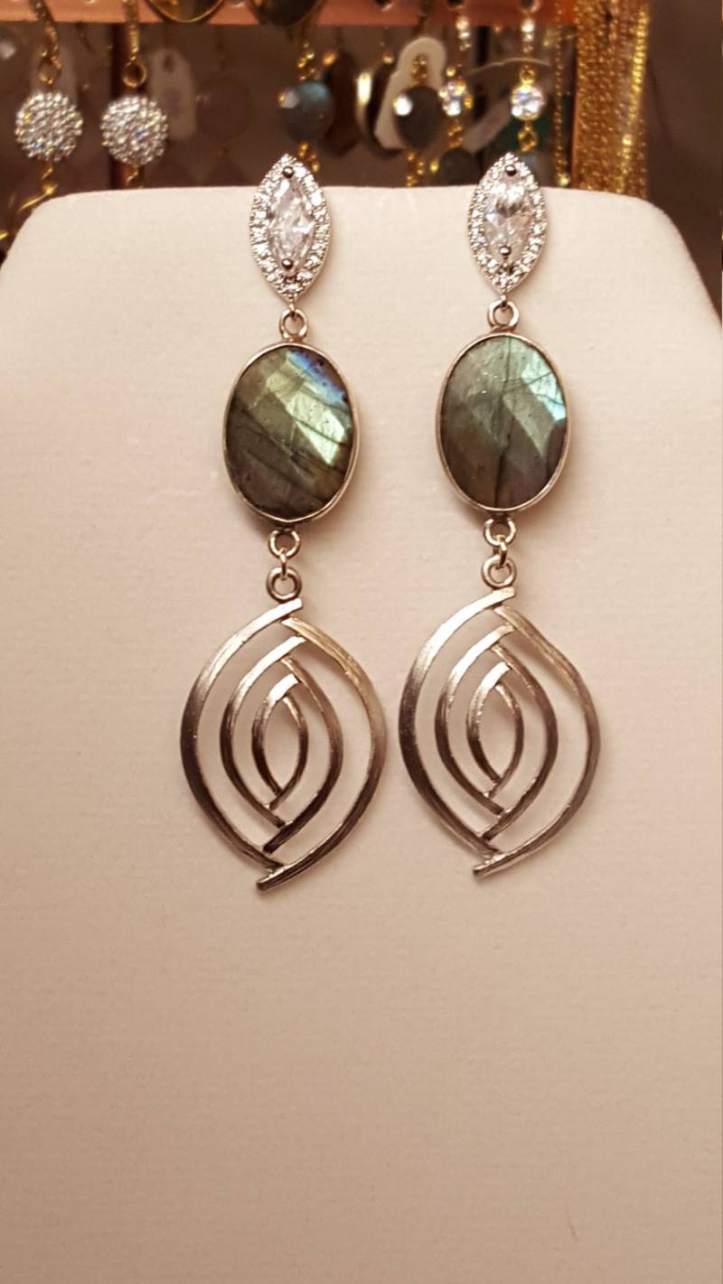 Labradorit Silber Cz Ohrstecker von DianaReevesJewelry