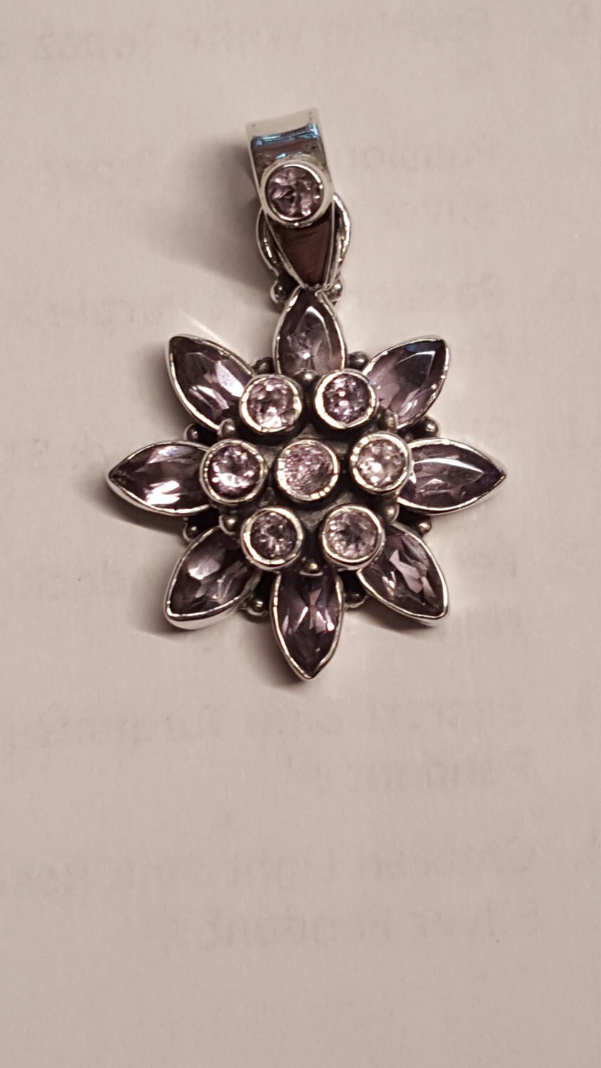 Lila Amethyst Weißer Topas Sterling Silber Anhänger von DianaReevesJewelry