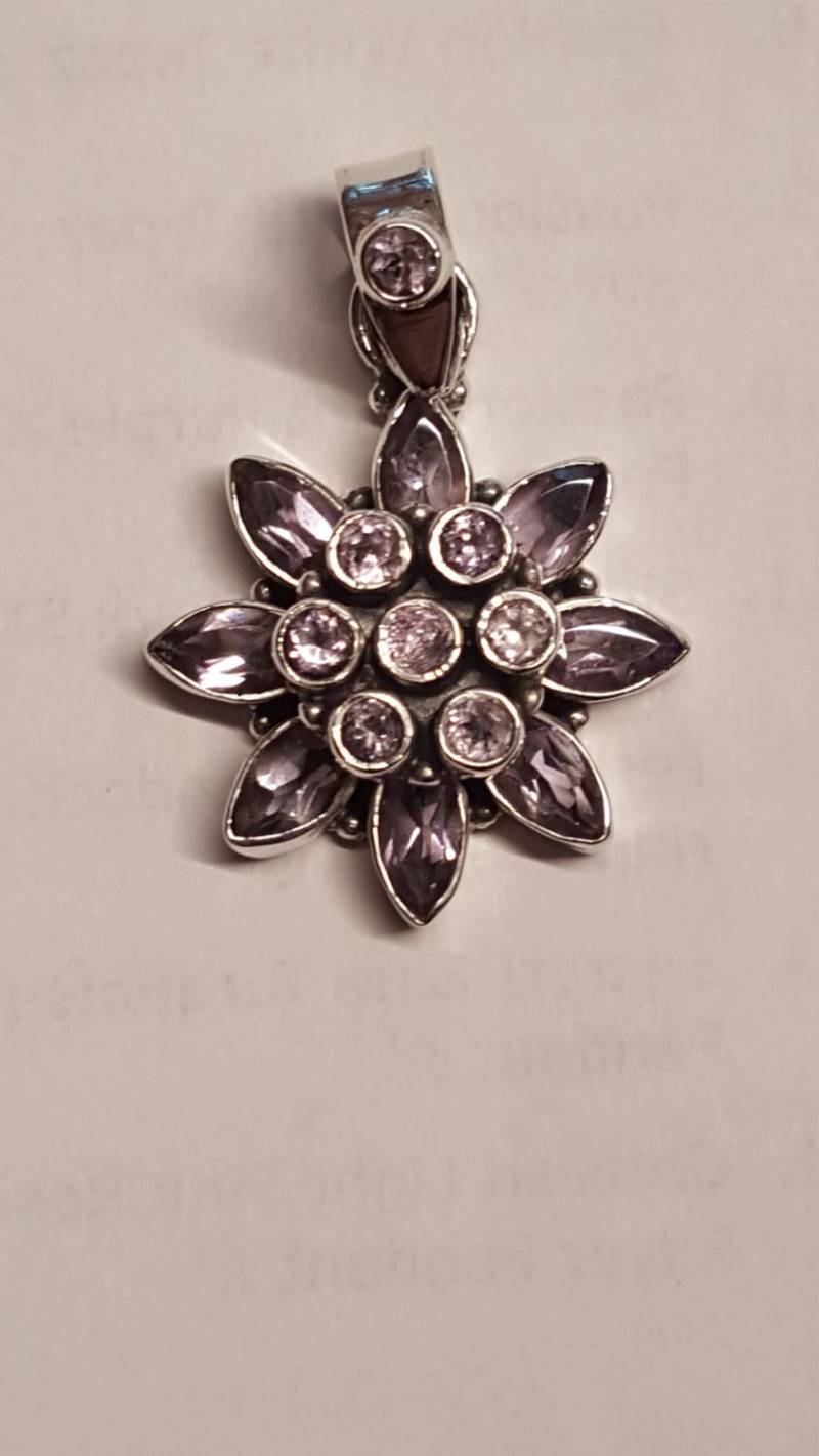 Lila Amethyst Weißer Topas Sterling Silber Anhänger von DianaReevesJewelry