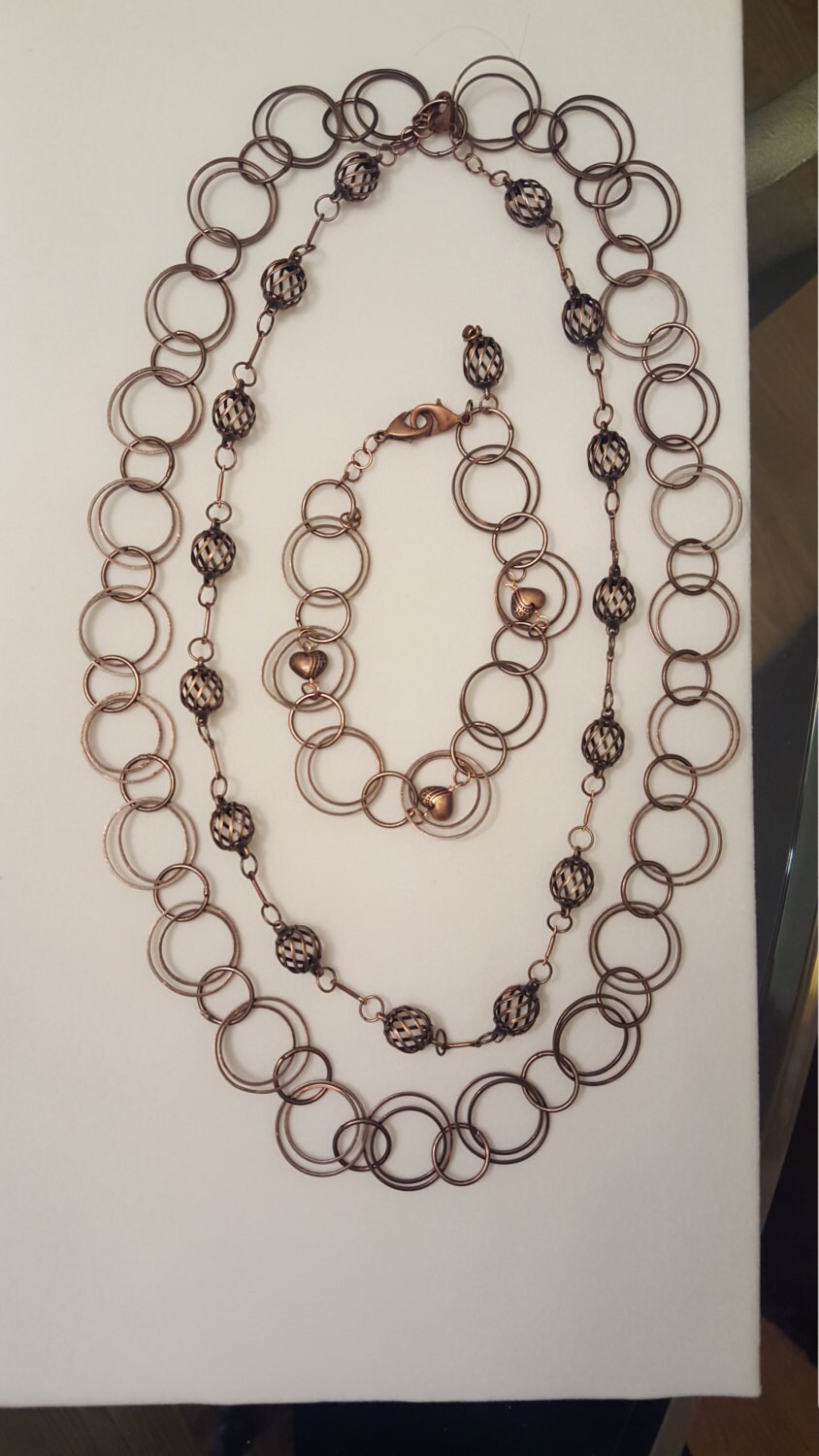 Luftige Kupfer Multilink-Armband Mit Herz Charme von DianaReevesJewelry