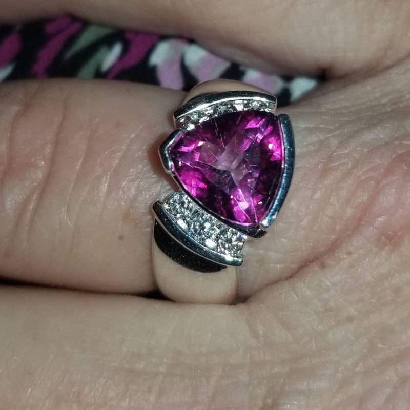 Magenta Topaz Sterling Silber Hochzeit Verlobung, Größe 7, 9 Mm Trillion 2, 5 Cts von DianaReevesJewelry