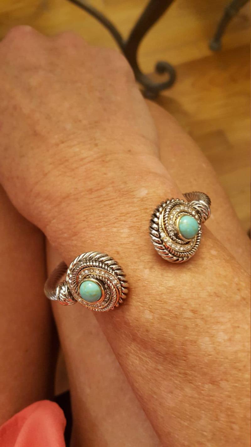 Manschettenarmband Aus Türkis Und Sterlingsilber von DianaReevesJewelry