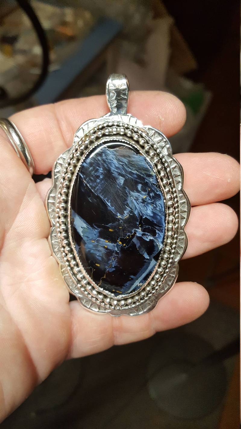 Pietersit Sterling Silber Anhänger von DianaReevesJewelry