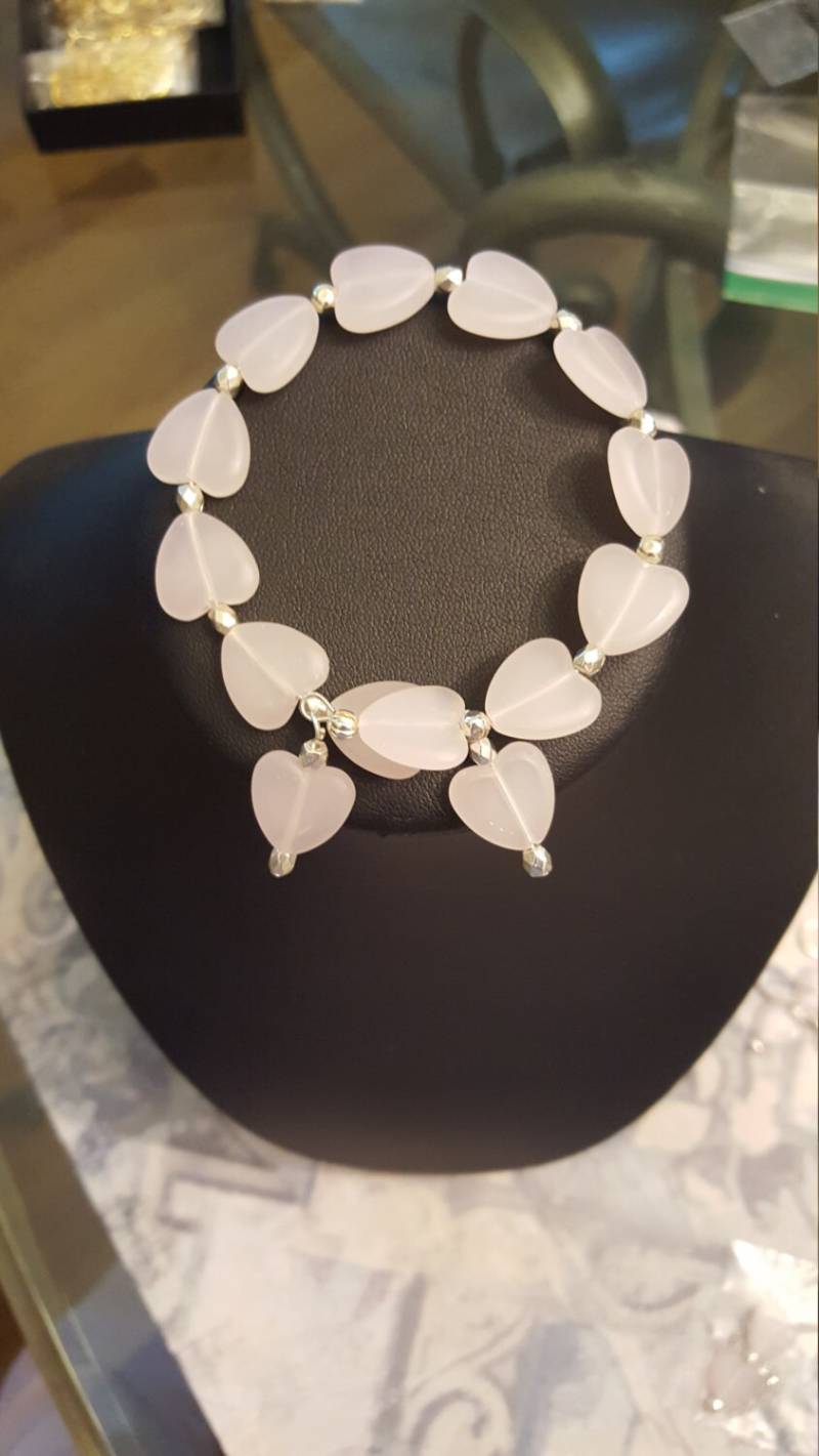 Rose Quartz Silber Speicher Draht Armband von DianaReevesJewelry