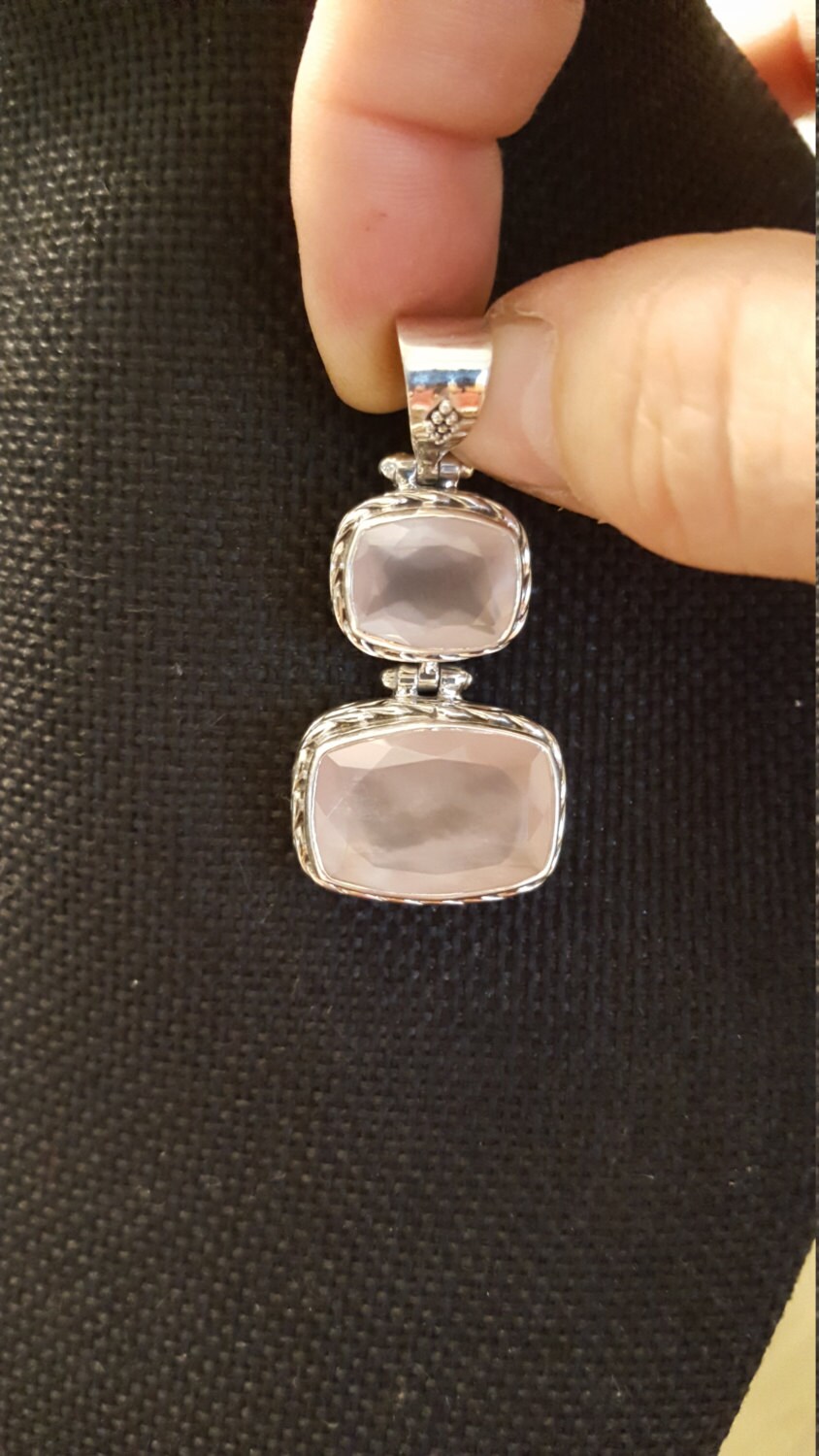 Rosenquarz Sterling Silber Anhänger von DianaReevesJewelry