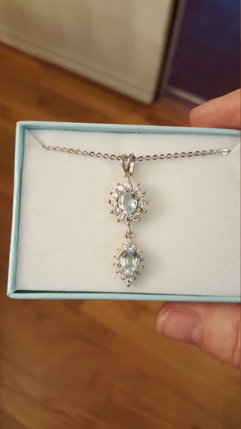 925Er Silber Blautopas Anhänger Mit 40 cm Kette von DianaReevesJewelry