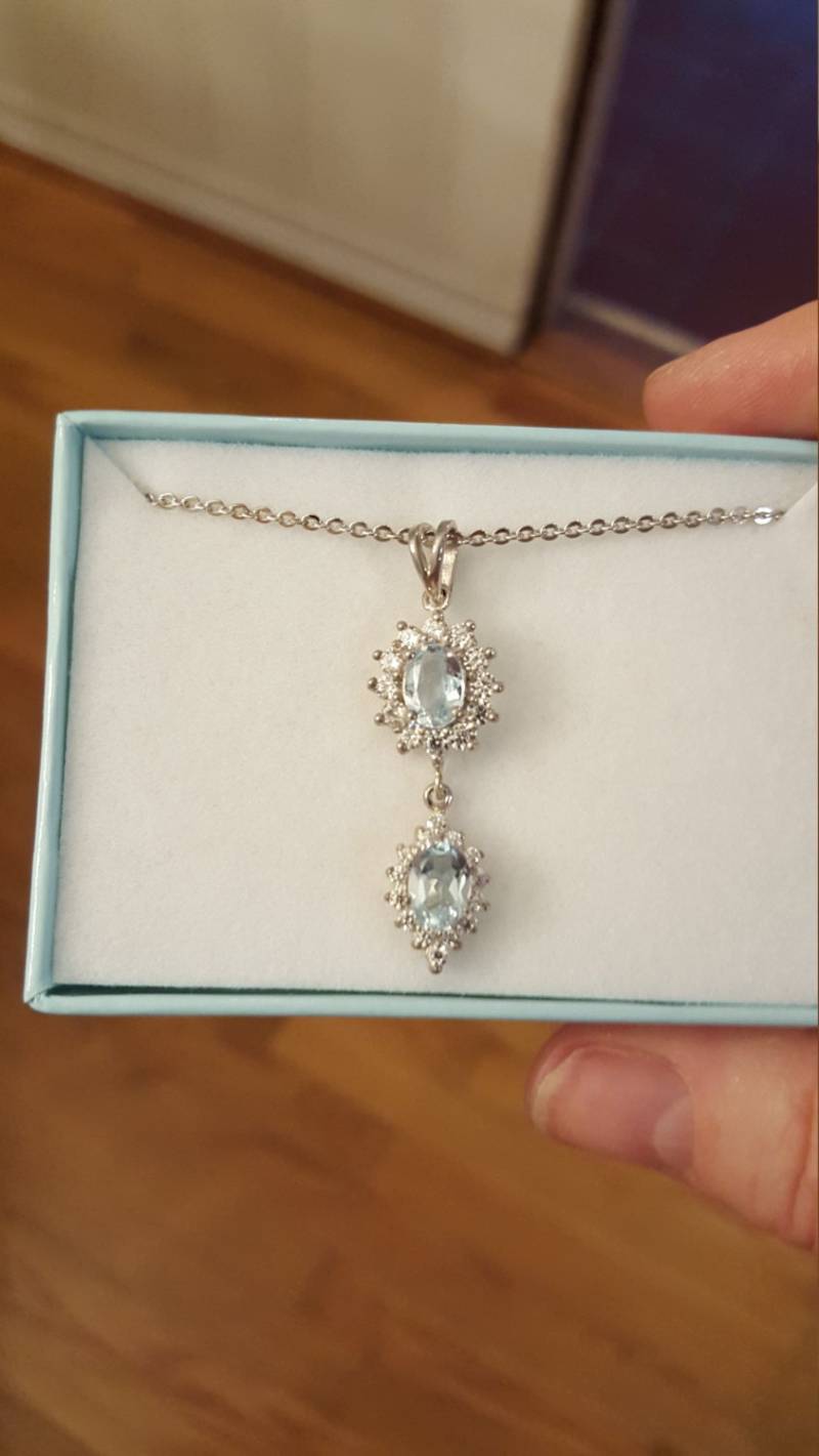 925Er Silber Blautopas Anhänger Mit 40 cm Kette von DianaReevesJewelry