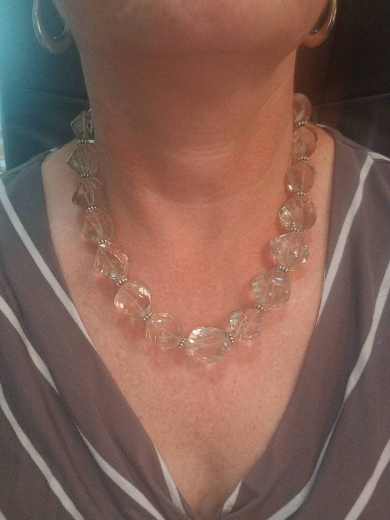 Spiralkette, Facettierter Rauchquarz Und Sterling Silber, 51 cm, Perlen-Anhänger von DianaReevesJewelry