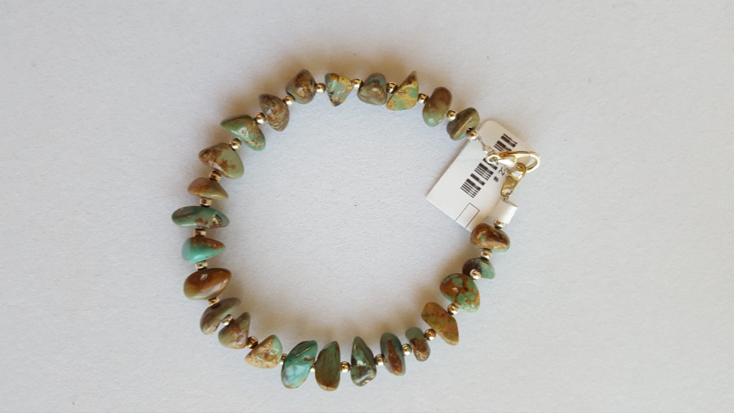 Türkis Und Silber Perlen Armband, 18 cm von DianaReevesJewelry