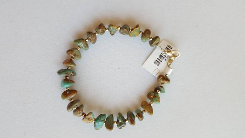 Türkis Und Silber Perlen Armband, 18 cm von DianaReevesJewelry