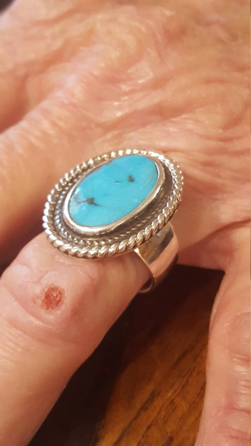 Türkiser Sterling Silber Ring, Größe 8, 5 von DianaReevesJewelry