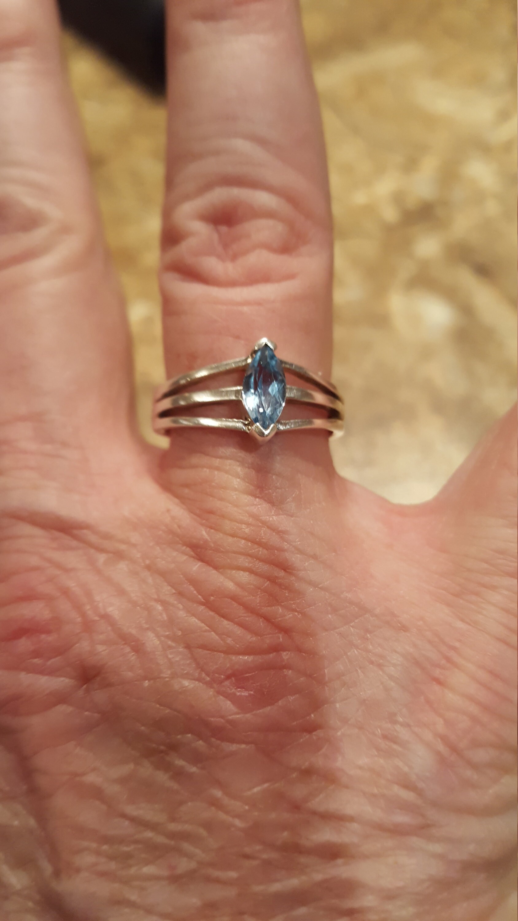 Vintage Sterling Silber Blautopas Ring, Gr. 775 von DianaReevesJewelry